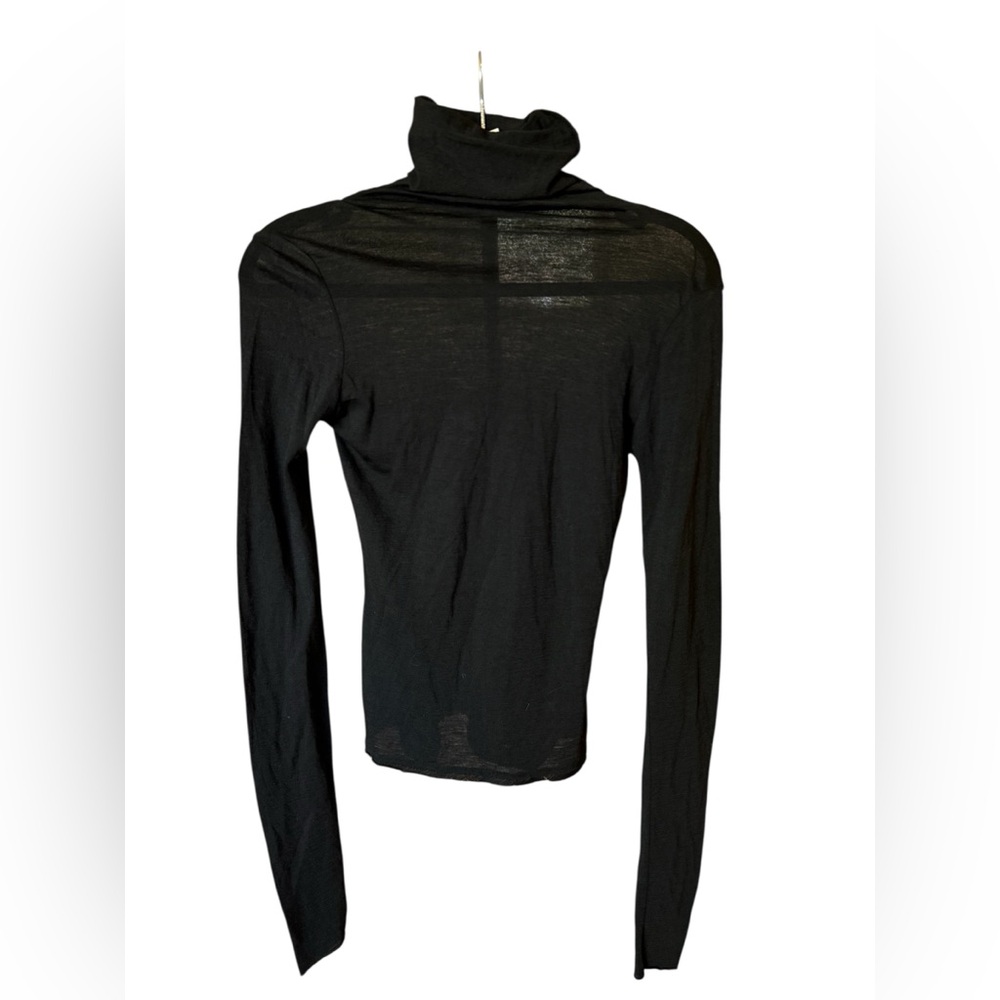 BCBGMaxAzria Elegant Sheer Black Turtle Neck Sweater